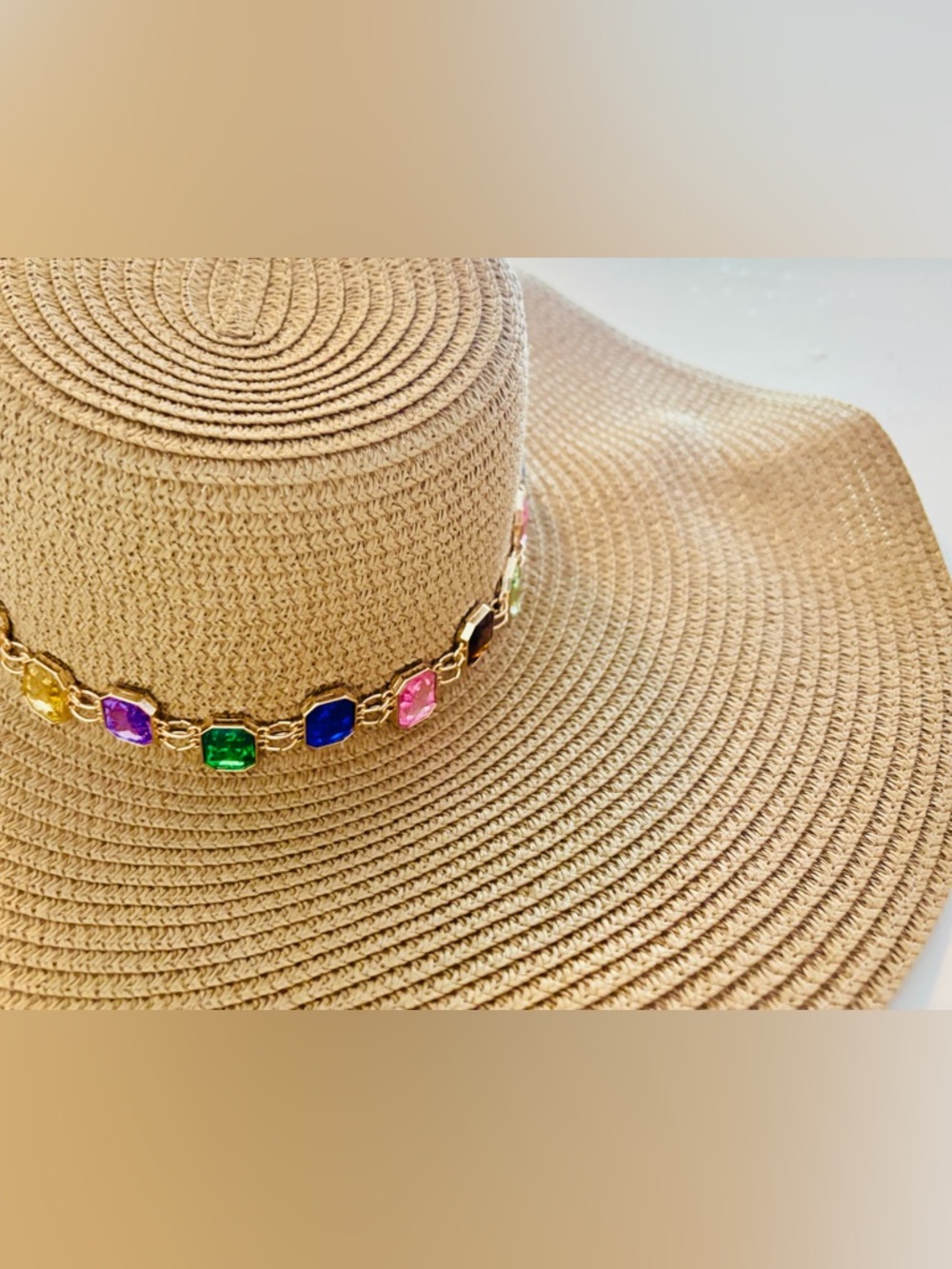❤️ Resort Cruise Beach Hat with Multicolor Crystals